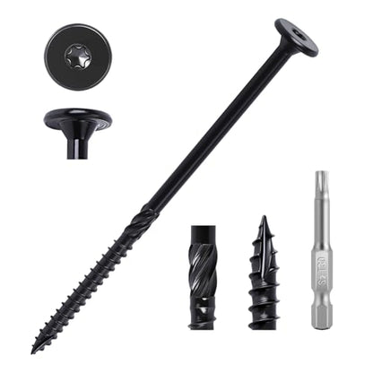 Wood Screws #14 x 6 55PCS, FIXLINK Deck Screws Epoxy Coated Torx Drive - size: #14 x 6"
