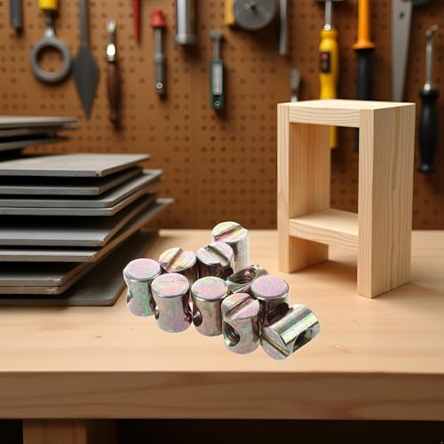 10 Pcs M6 Barrel Bolts Dowel Slotted Furniture Nut for Beds Crib Chairs, Nut & Bolt Assortment Sets