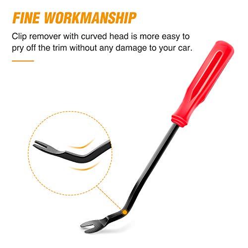 GOOACC Car Panel/Upholstery Remover Ergonomic Stainless Steel Fastener Remover - Easily Removes Plastic Fasteners,Reduces Damage to Panels and Loss of Clips - color: Red, size: 1Pc Remover