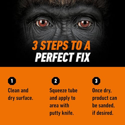 Gorilla Wood Filler, Water Resistant, White, 6 oz Tube (Pack of 6)