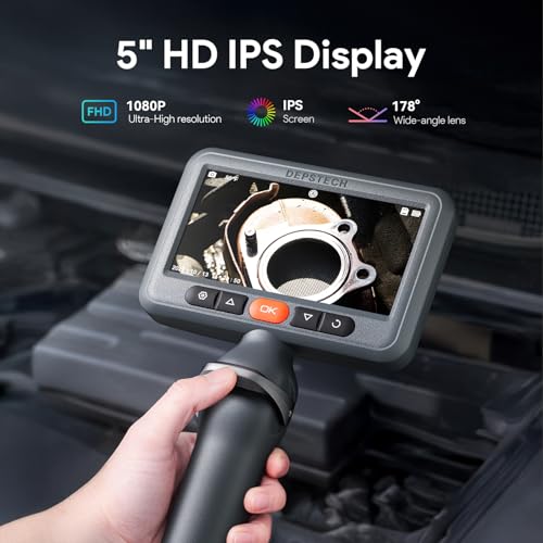 DEPSTECH Dual Lens Articulating Borescope,Endoscope Camera with Light 5FT