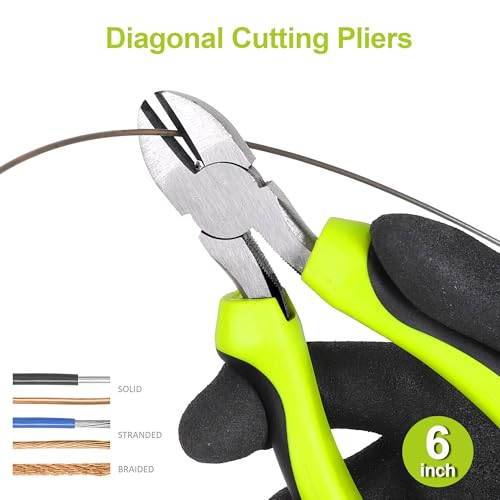 FASTPRO 5-Piece Pliers and Wrench Set with Storage Bag,Green - color: Green