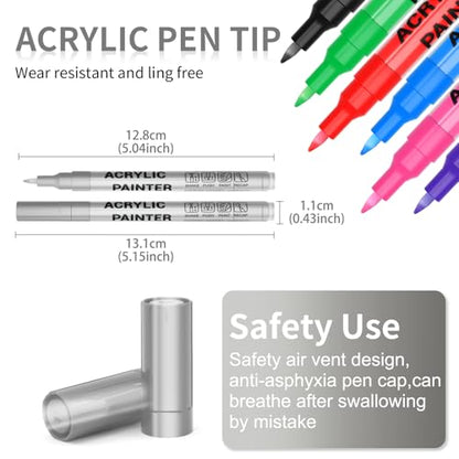 Silver Acrylic Paint Pens 6 Pcs Permanent Marker Pens Extra Fine - color: Silver