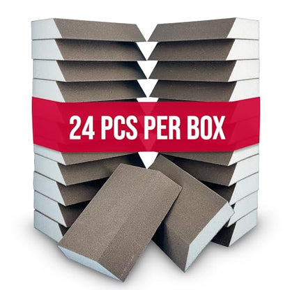 Sanding Sponge Blocks, Single Angle, 5" x 3" x 1", 80 Grit, Medium, 24 Pack - size: Single Angle, style: Medium Grit