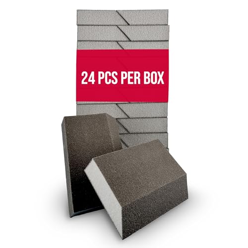 Sanding Sponge Blocks, Single Angle, 5" x 3" x 1", 120 Grit, Fine, 24 Pack - size: Single Angle, style: Fine Grit