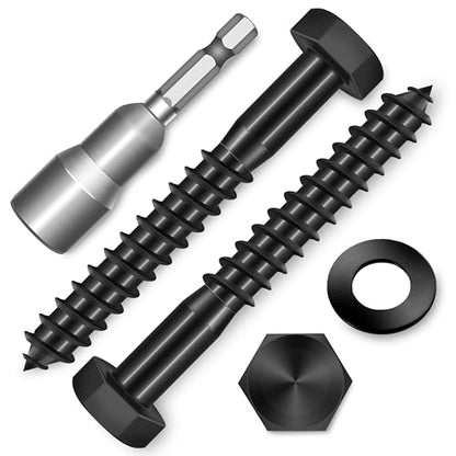 (8-Set) 1/2 x 3 Lag Screws, Stainless Steel Heavy Duty Hex Head Lag Bolts for Wood, Commercial/Industrial Grade 1/4 Bolts, Mounting Screws Bolts Kit, Black Oxided by Marysino - color: Black, size: 1/2 x 3"