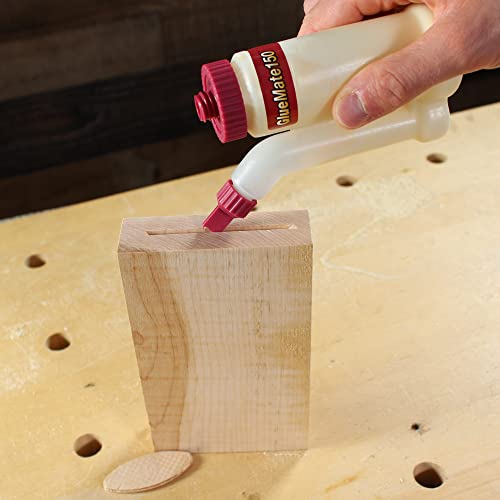 Milescraft 5222 Glue Mate 150-5oz. (150ml) Precision Wood Glue Bottle - Anti-Drip - Dowel and Biscuit Tips Included - Easy Flow Multi-Chamber Design - Ideal for Woodworking - size: 5