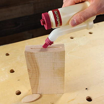 Milescraft 5222 Glue Mate 150-5oz. (150ml) Precision Wood Glue Bottle - Anti-Drip - Dowel and Biscuit Tips Included - Easy Flow Multi-Chamber Design - Ideal for Woodworking - size: 5