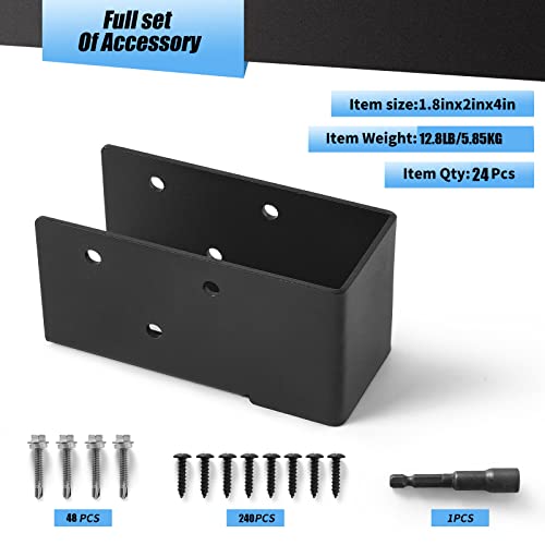24 Pcs 2"x4" Concealed Joist Hangers for Outdoor - size: 24 Pcs