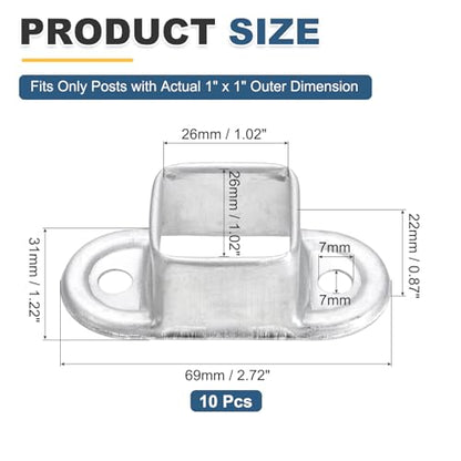 uxcell 10 Pack Square Post Flange Base, Fits 1x1 Square Tube Galvanized Steel Wall Mount Rail End Bracket Square Base Connector for Deck Fence Railing Handrail Mounting - size: 1" x 1"