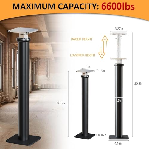 8 Pack Adjustable House Floor Jacks, 16.5-20.5 Inch, 6600 Lb Capacity