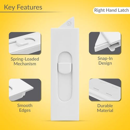 Brixwell Silver Line Snap-in Tilt Latch 85 Series Right Hand in White Finish, 2-3/8" Length, 11/16" Width, 7/16" Thickness, Plastic Component for Vinyl Sash Window Operation, Pack of 2 - size: 2, style: Right