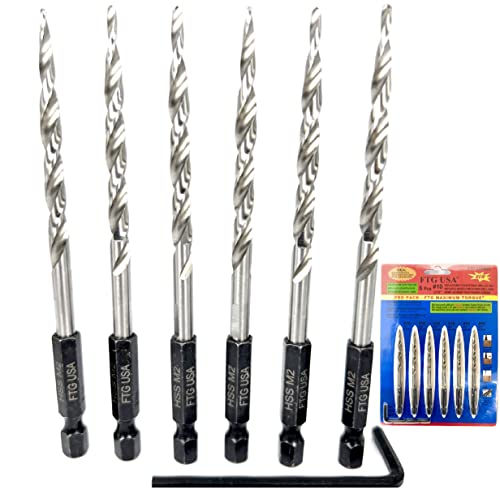 FTG USA 6 Pc #10(3/16") Replacement Tapered Countersink Drill Bit Hex Shank - size: #10, style: 6 Piece Same Size