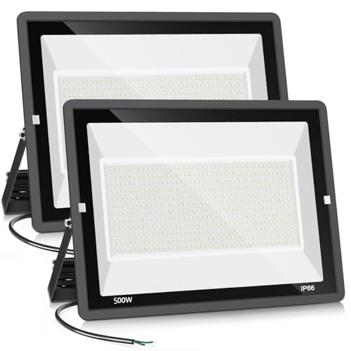 500W 2pack LED Flood Light Outdoor,(2750W Equivalent)Super Bright 58,500LM Daylight 5000K IP66 Waterproof Security LED Arena Lights,Commercial Lighting Floodlight for Backyard|Court|Stadium|Fields - color: 500w 2pack Led Flood Light