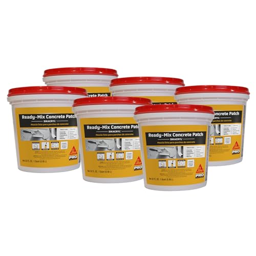 SIKA Sikacryl Ready-Mix Concrete Patch, Gray, Textured, 1 qt (6 Pack) - Durable Repair for Spalls and Cracks in Concrete and Masonry, Easy Cleanup, Acrylic-Based - size: 1 qt (Pack of 6)