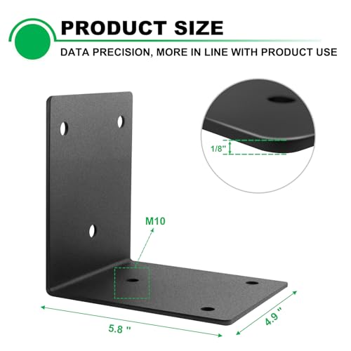 8 Pack 6x5 Corner Angle Brackets for Wood Thickness 1/8" - size: 6" x 5" x 0.12"