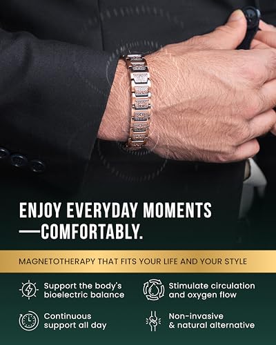 MagnetRX® EllipseMAX Copper Magnetic Bracelets for Men (Cross) - color: 5x Strength - EllipseMAX (5,000 Gauss) - Cross