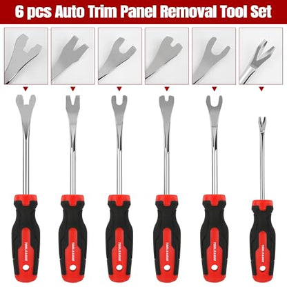 TOOLEAGUE 6Pcs Auto Upholstery Trim Panel Removal Tool Set - size: 6Pcs Short Auto Clip Removal Tool