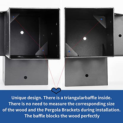 4 Pcs 4"x 4" Pergola Brackets(Actual Fit :3.6"x3.6") Post - size: 3-Way 4x4 Inch