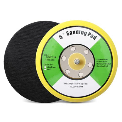 2Pcs 5in Hook and Loop Flexible Backing Pad, 5" Sanding Back Pad 5/16" 24 Thread for Air Orbital Sander and Pneumatic Polisher - style: 2Pcs 5inch