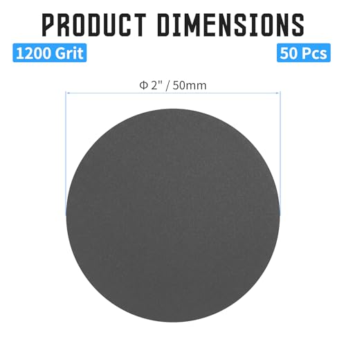 50 Pcs 2" Wet Dry Sandpaper, 1200 Grit, Hook & Loop - style: 1,200 Grit