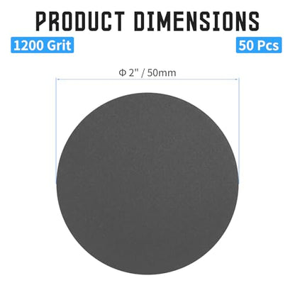 50 Pcs 2" Wet Dry Sandpaper, 1200 Grit, Hook & Loop - style: 1,200 Grit