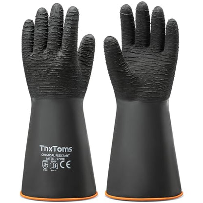 ThxToms Heavy Duty Rubber Gloves, 14" Upgraded with Non-Slip Design - color: 14"