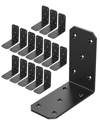 Heavy Duty L Brackets, 5x5 Inch, 300 LBS, Black, 16 Pack - color: Black-16PCS