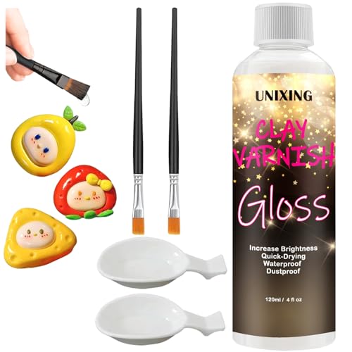 120ml Clear Varnish for Air Dry Clay, Gloss Finish Clear Glaze for Pottery , Ceramics, Oil Painting, Wood, Colourless Scratch Resistant Sealant Varnish (120x 1Pack) - style: varnish120x 1Pack