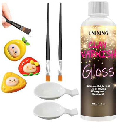 120ml Clear Varnish for Air Dry Clay, Gloss Finish Clear Glaze for Pottery , Ceramics, Oil Painting, Wood, Colourless Scratch Resistant Sealant Varnish (120x 1Pack) - style: varnish120x 1Pack