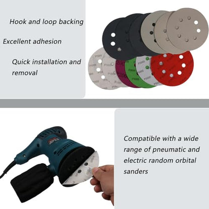 60 Pcs 5 Inch 8 Hole 1000/1500/2000/3000/5000/10000 Grit Wet and Dry Sanding Discs, Round Hook and Loop Disc Sandpaper for Random Orbital Sanders - style: Mix 1000-10000 Grit