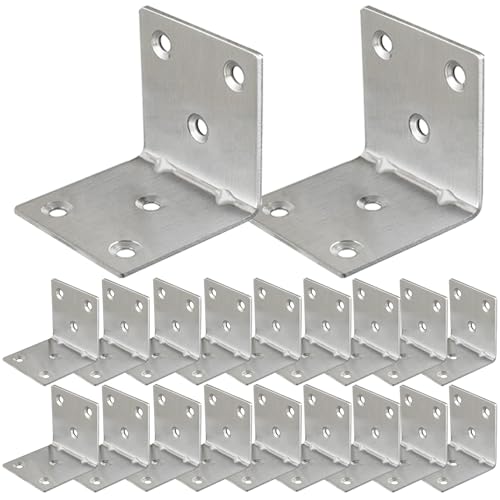 20 Pcs Metal L Brackets 1.5"x1.5"x1.5" Heavy Duty Corner Brace for Wood, 1.5 Inch 40 MM Wide Metal Right Angle Bracket L Shape 90 Degree Corner Brackets Furniture Wooden Frame Bed Bookshelf - size: 1.5 Inch