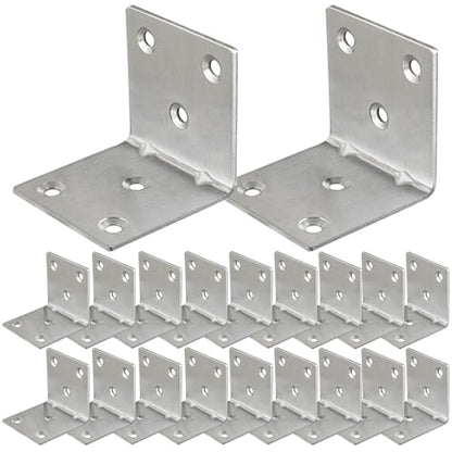 20 Pcs Metal L Brackets 1.5"x1.5"x1.5" Heavy Duty Corner Brace for Wood, 1.5 Inch 40 MM Wide Metal Right Angle Bracket L Shape 90 Degree Corner Brackets Furniture Wooden Frame Bed Bookshelf - size: 1.5 Inch