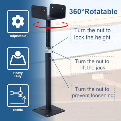 4 Pack Mini U-Shaped Screw Jack for 4x2, 4x4, 4x6 Joists - Adjustable Steel Telepost with U-Head, U-Shaped Floor Jack, U-Shaped Post Jack.11-15 Inch Adjustment Range - size: 11-15
