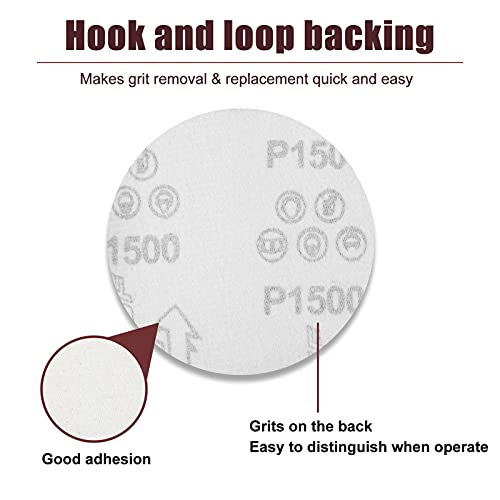 SPEEDWOX 50pcs Sanding Discs 4 Inches Sandpaper 1500 Grit Hook and Loop Sanding Discs for Drill Grinder Rotary Tools No Hole - size: 1500 Grit
