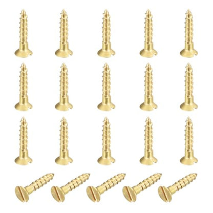 MECCANIXITY 20 Pcs Brass Screws, M1.6 x 8mm Solid Slotted Drive Flat Head Self-Tapping Wood Screw Fasteners for Woodworking Furniture Repair Photo Frame Drywall Home Appliances, Gold - size: M1.6 x 8mm