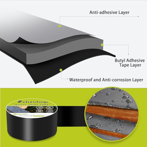 Joist Tape,1 5/8" x 50' Deck Joist Tape,Waterproof Seal Anti-Corrosion Butyl Tape,Flashing Tape for Deck, Joists, Beams Protection（10 Rolls） - style: 1 5/8"x 50'-10 Rolls