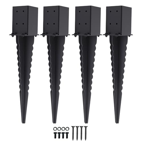 4 Pcs 22" 4"x4" Fence Post Anchor Ground Spike (Fit 3.6"x3.6") Post - size: 4 Pcs