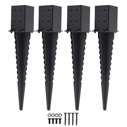 4 Pcs 22" 4"x4" Fence Post Anchor Ground Spike (Fit 3.6"x3.6") Post - size: 4 Pcs