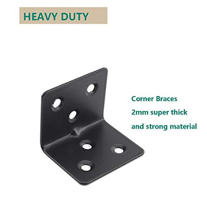 Heavy Duty Stainless Steel Corner Bracket,ULIFESTAR L Shaped Shelf Bracket 90 Degree Corner Brace Large Joint Right Angle L Bracket for Furniture Wood Cabinets Shelves 8 Pack Black(38x30x30mm) - size: 38*30*30mm 6 Screw Holes