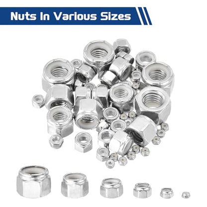 50Pcs 5/16"-18 Nylon Locking Hex Nuts 304 StainlessSteel Silver - color: Silver, size: 5/16"-18