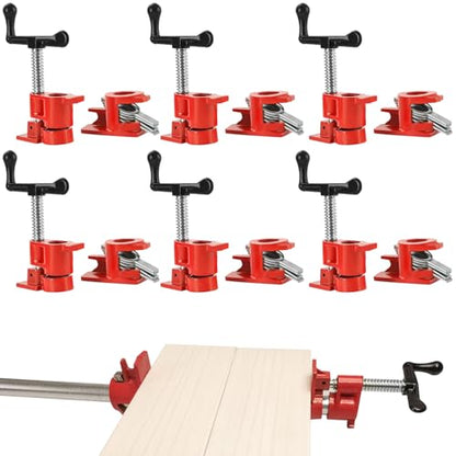6 Pack 3/4" Pipe Clamps, Wood Gluing Pipe Clamp Set - size: 3/4"