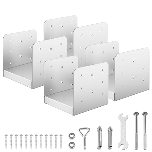 6"x6" Adjustable Post Base, 4Pcs Stainless Steel Post Anchor Bracket - size: 6x6