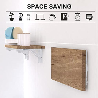 YUMORE Folding Shelf Brackets, 8 Inch Heavy Duty L Bracket, White, 2 Pack - color: White, size: 8 Inch