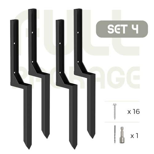Fence Post Repair Kit, Heavy Duty Steel Ground Anchor Spike, 4-Pack