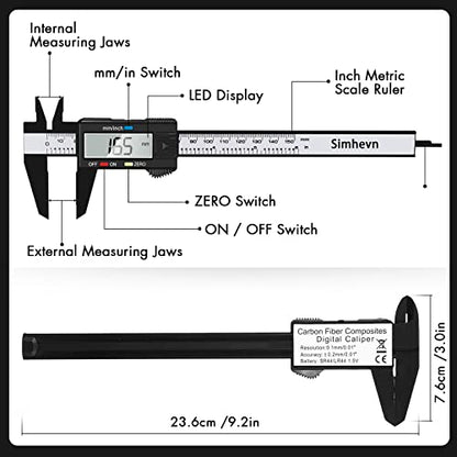 Digital Caliper,0-6 inch/150 mm,inch and Millimeter Conversion,LCD Screen