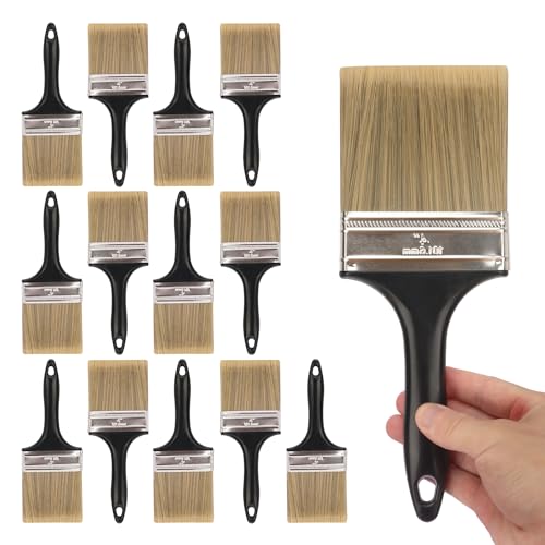 14 Pack 4 Inch Paint Brushes - A Professional Range of Wall Paint Brushes, Deck Paint Brush, and Chip Brushes - Perfect DIY Painting Tools for Your Home or Business KUKLIPJIM - size: 14 Pack 4 Inch
