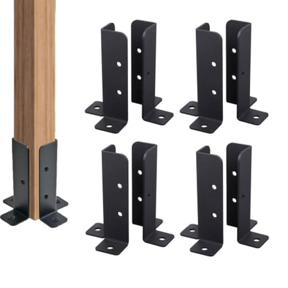 8 Pcs Wood Posts Base for Deck Plate Pergola Brackets Fence Kit