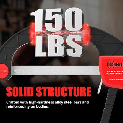 XINQIAO Bar Clamps for Woodworking 12 Inch (4) Wood Clamps Set, One-Handed Spreader with 150lbs for Stable and Reliable Fixing Solutions - size: 12IN 4PCS