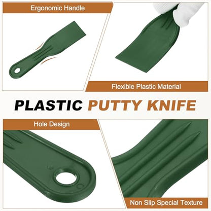 HARFINGTON 5pcs Putty Knife Scraper 2" Width Flexible Plastic Putty Knife Paint Scraper Tool for Taping Drywall Spreading Painting Wall Scratching Dark Green - color: Dark Green, size: 2"